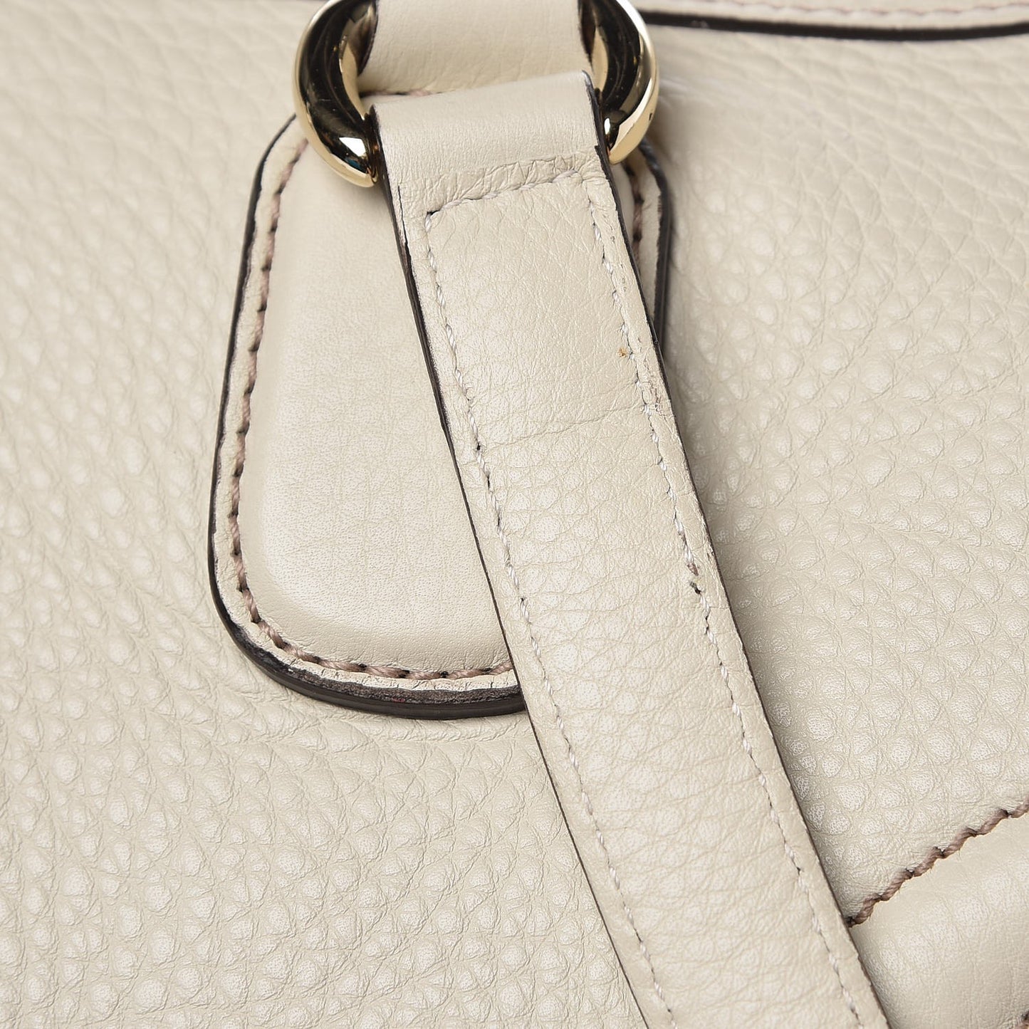 Pebbled Calfskin Large Soho Top Handle Bag Off White