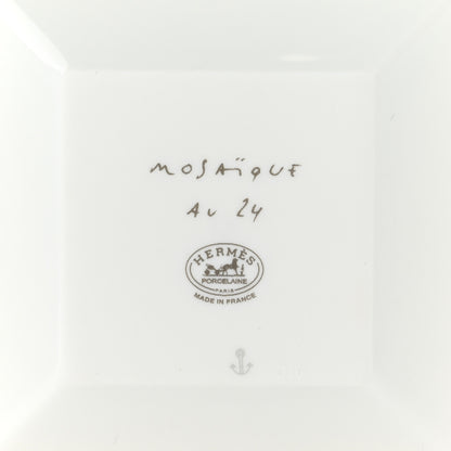 Hermes Porcelain Mosaique Au 24 Platinum Square Plate N°1 3 of 4