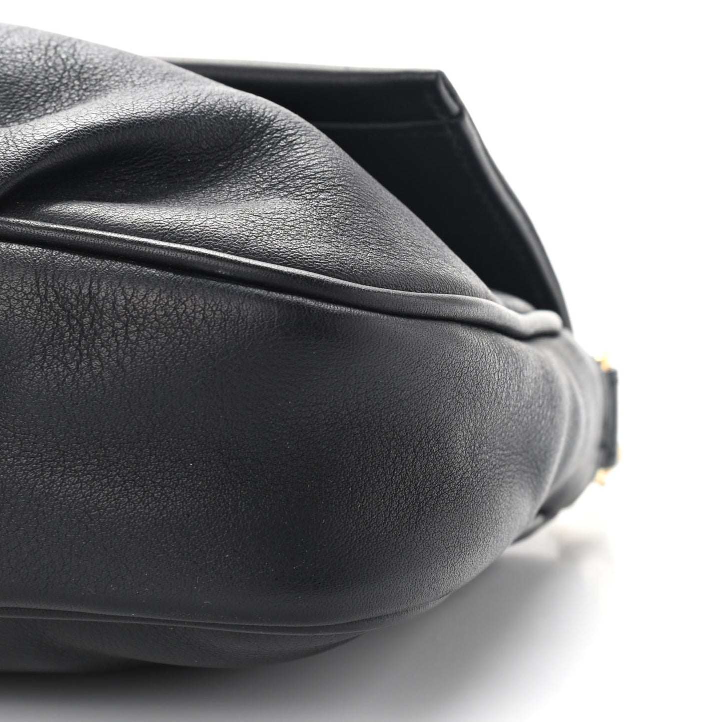 Vitello Flamingo Enamel Fendista Pouchette Crossbody Black