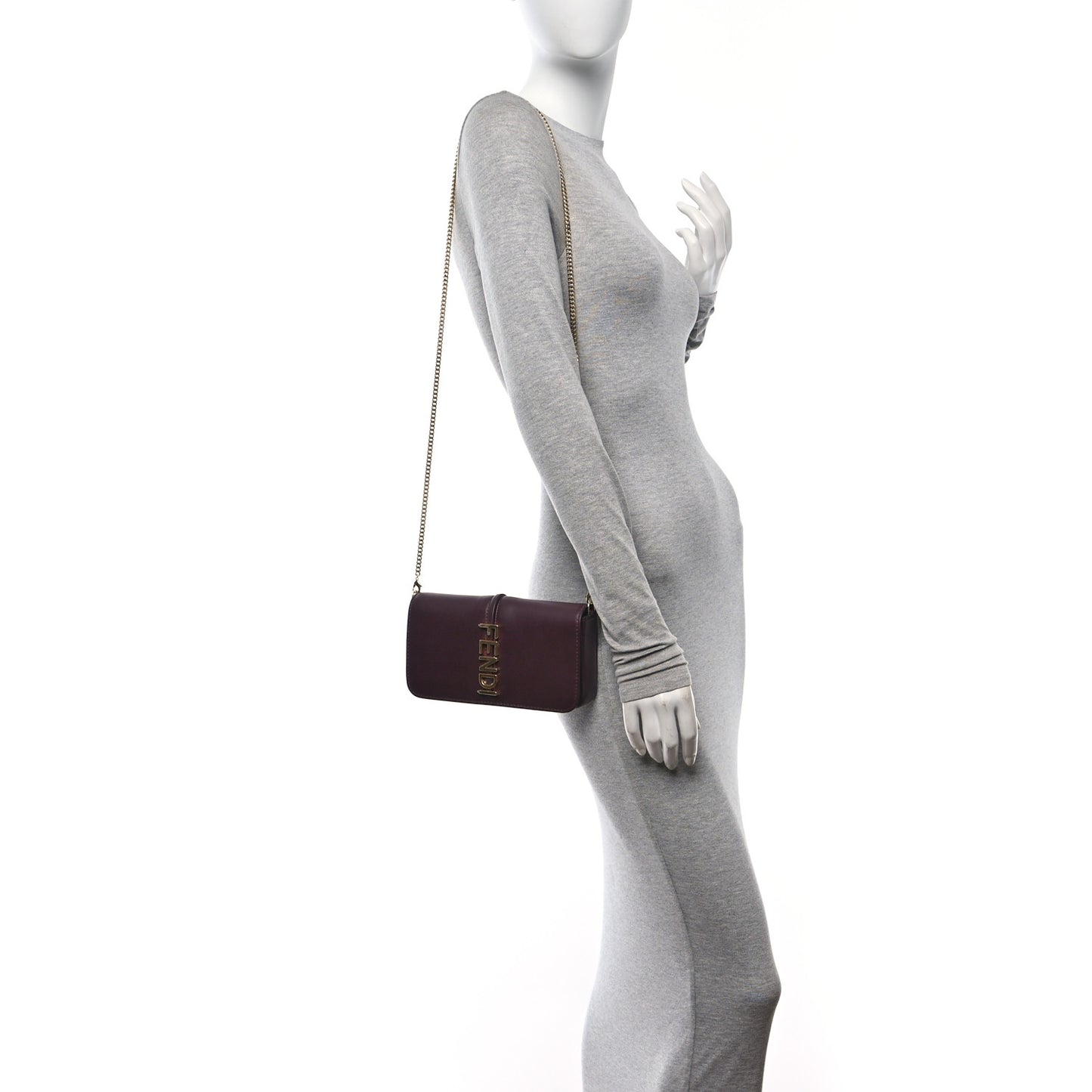 Vitello Grace Matte Fendigraphy Wallet on Chain Rosso Roma