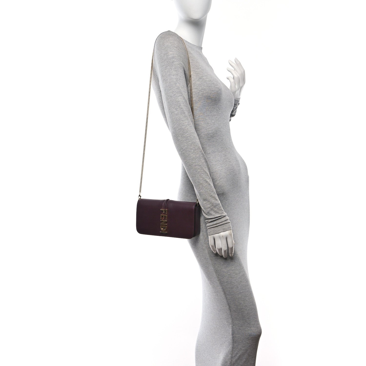 Fendi Vitello Grace Matte Fendigraphy Wallet on Chain Rosso Roma 2 of 16