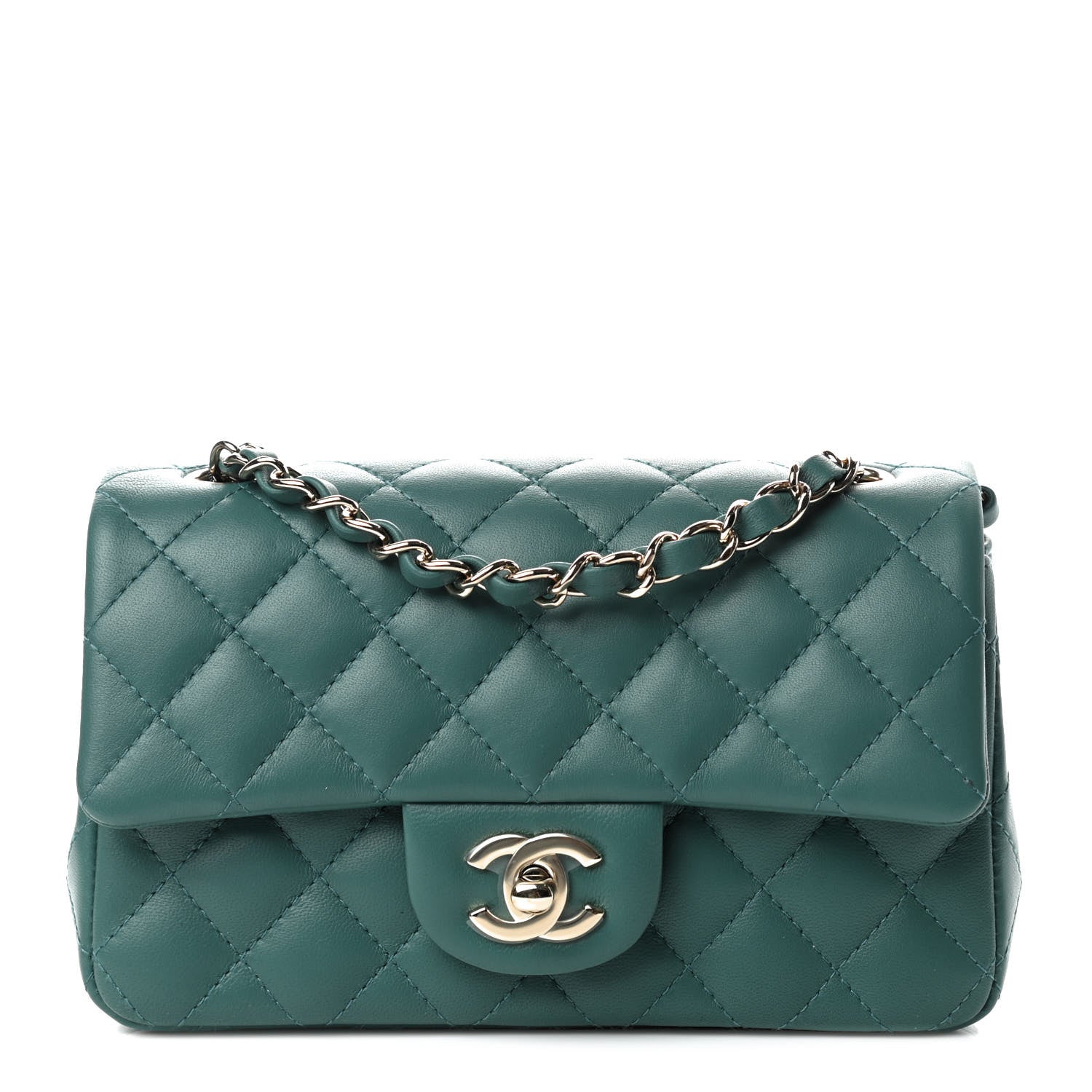 Chanel Lambskin Quilted Mini Rectangular Flap Green 1 of 11