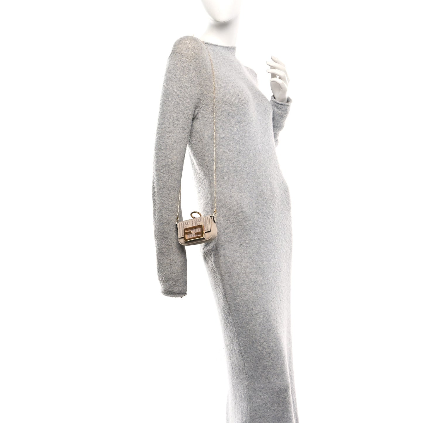 Canvas Vitello King FF Embroidered Nano Maxi Buckle Baguette Charm Nuvola