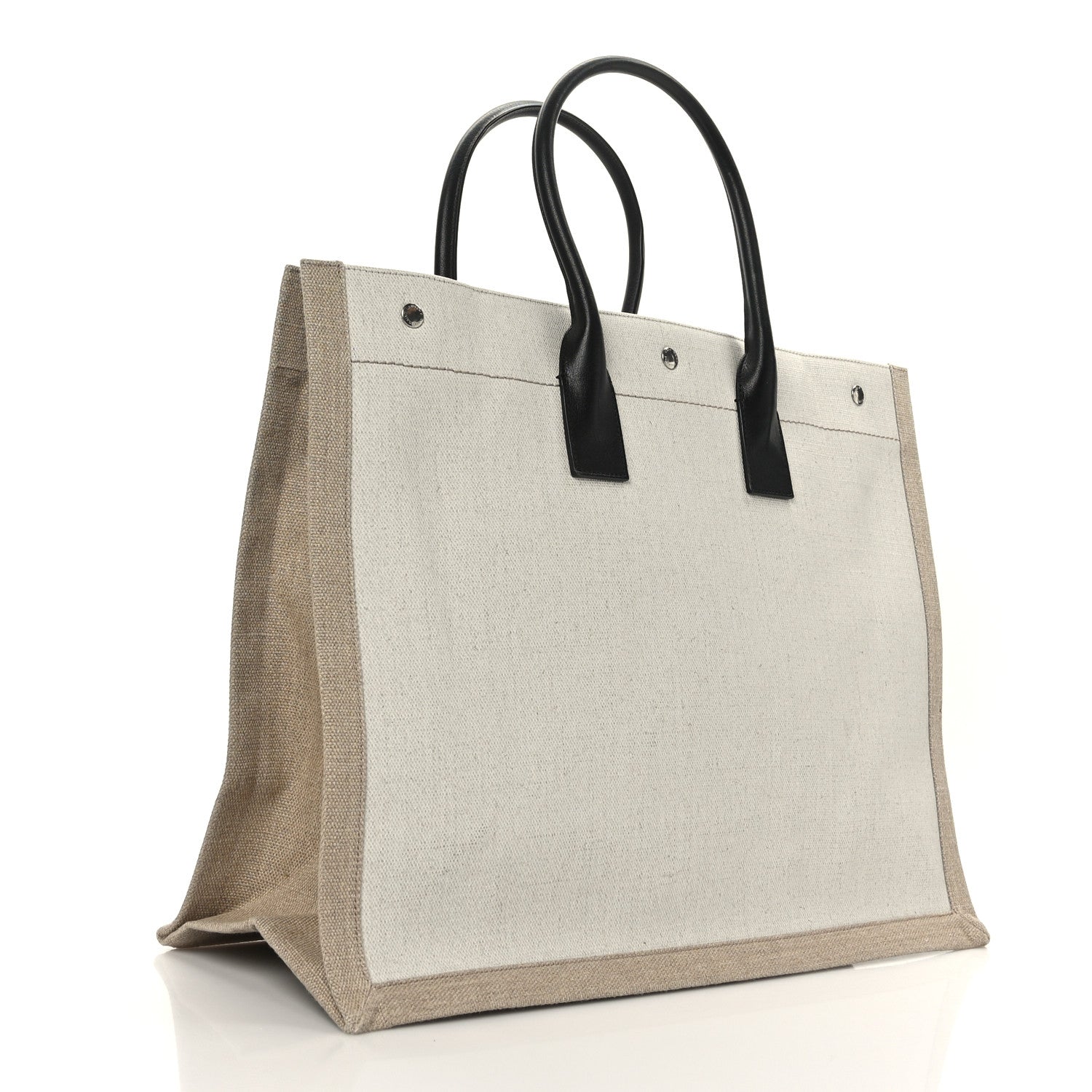 Saint Laurent Linen Calfskin Rive Gauche Tote Optic White 3 of 8