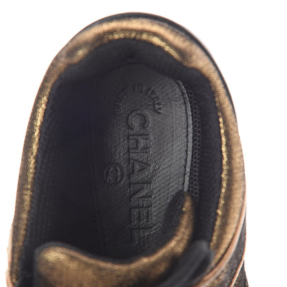 Chanel Metallic Fabric Calfskin Womens CC Sneakers 38 Golden Brown 5 of 8