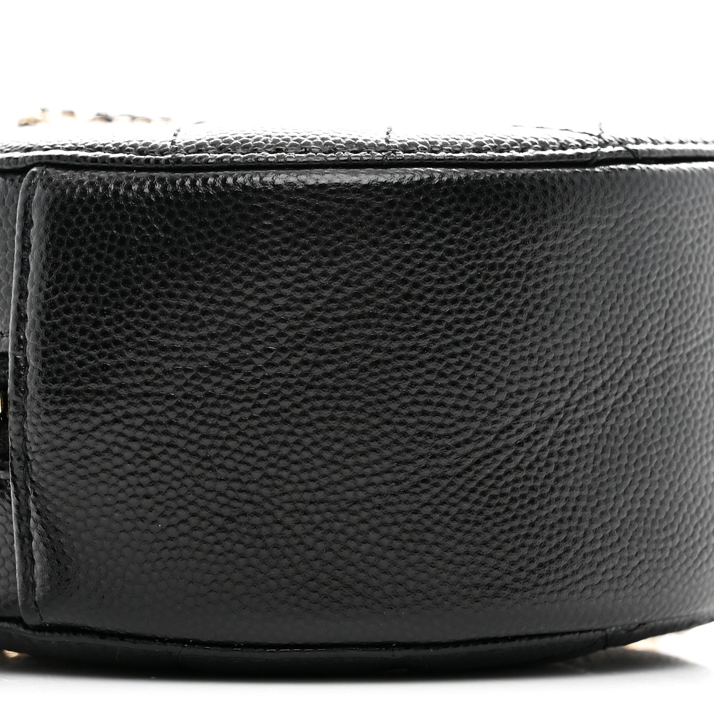Caviar Quilted Crystal CC Round Clutch With Chain Black