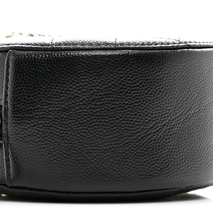 Chanel Caviar Quilted Crystal CC Round Clutch With Chain Black 9 of 10