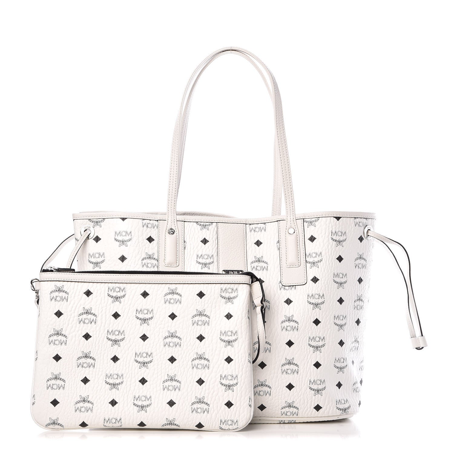 MCM Visetos Medium Liz Reversible Shopper Tote White 1 of 15