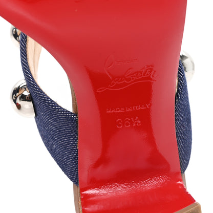 Christian Louboutin Denim Studded Simple Billie 55 Sandal 36.5 Blue 7 of 9