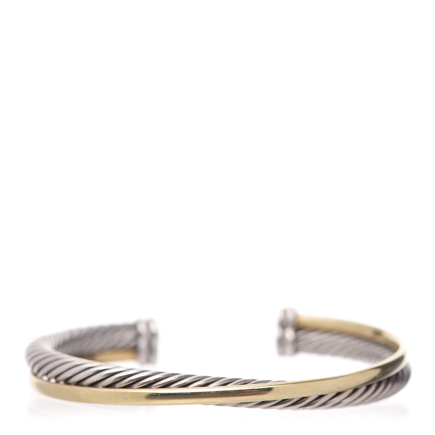 Sterling Silver 18K Yellow Gold 5mm Crossover Cuff Bracelet