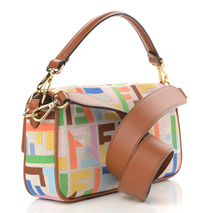 Fendi Kuban Canvas Vitello King FF Embroidered Baguette Grezzo Multicolor 3 of 10