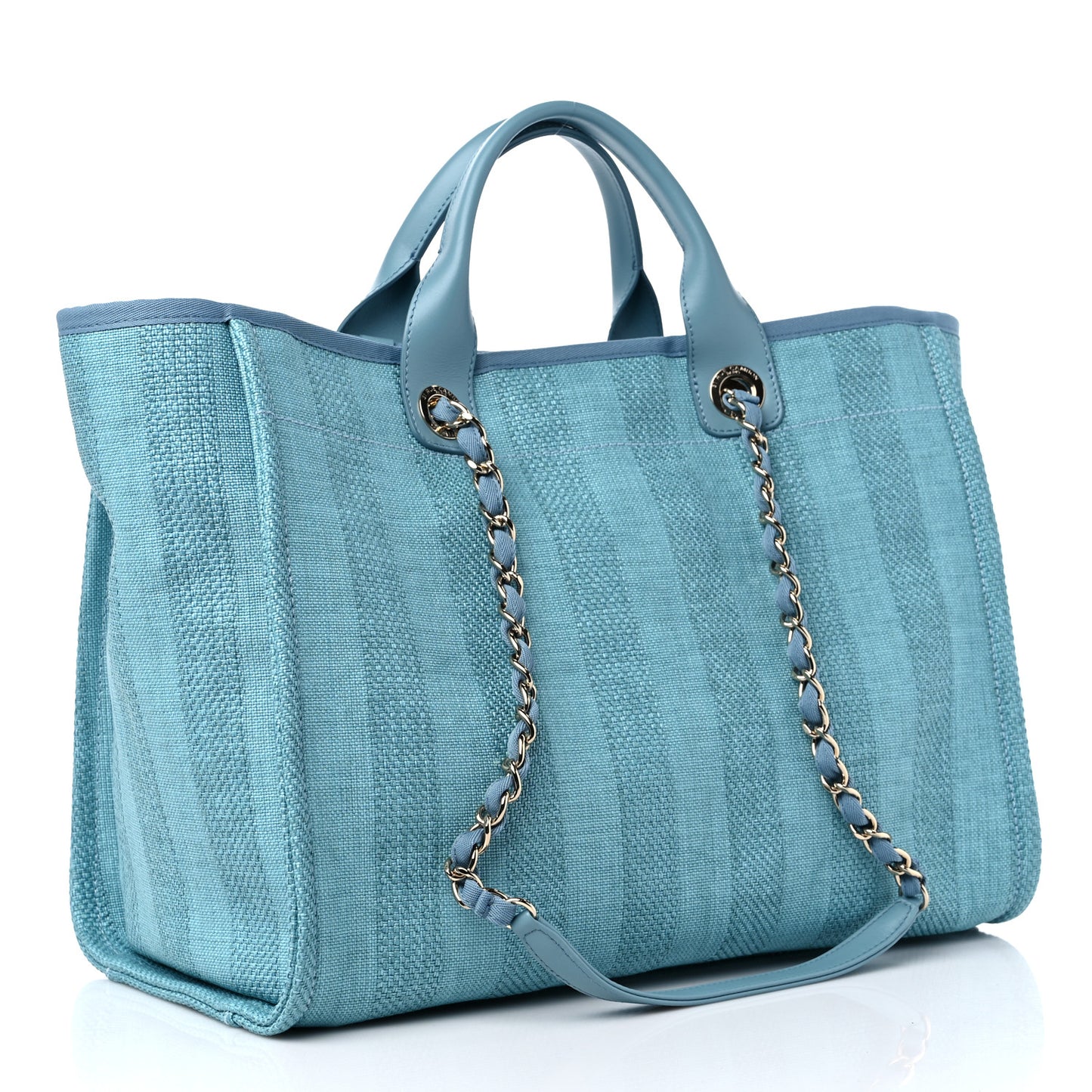 Mixed Fibers Striped Medium Deauville Tote Blue