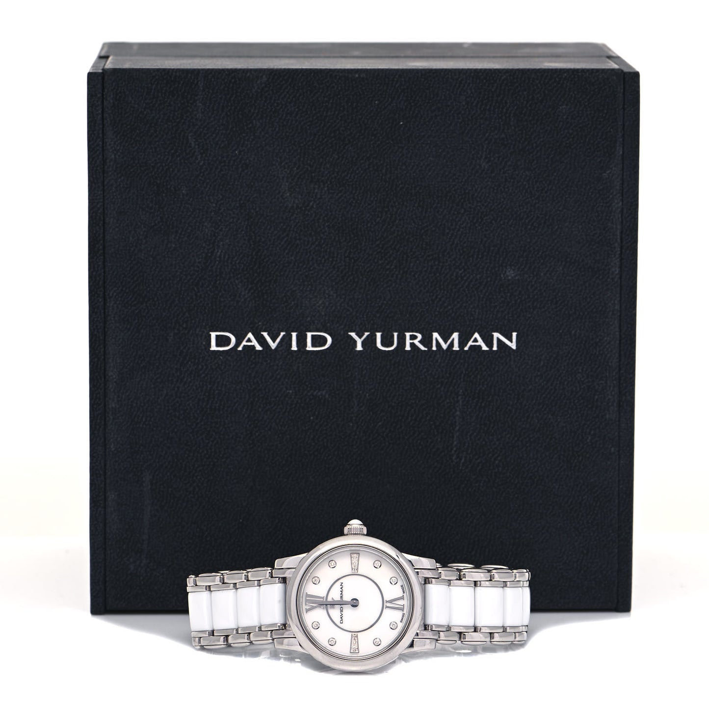 Stainless Steel Ceramic Diamond 30mm Classic Quartz Watch White