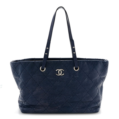 Chanel Glazed Calfskin Large On The Road Tote Dark Blue 1 of 13