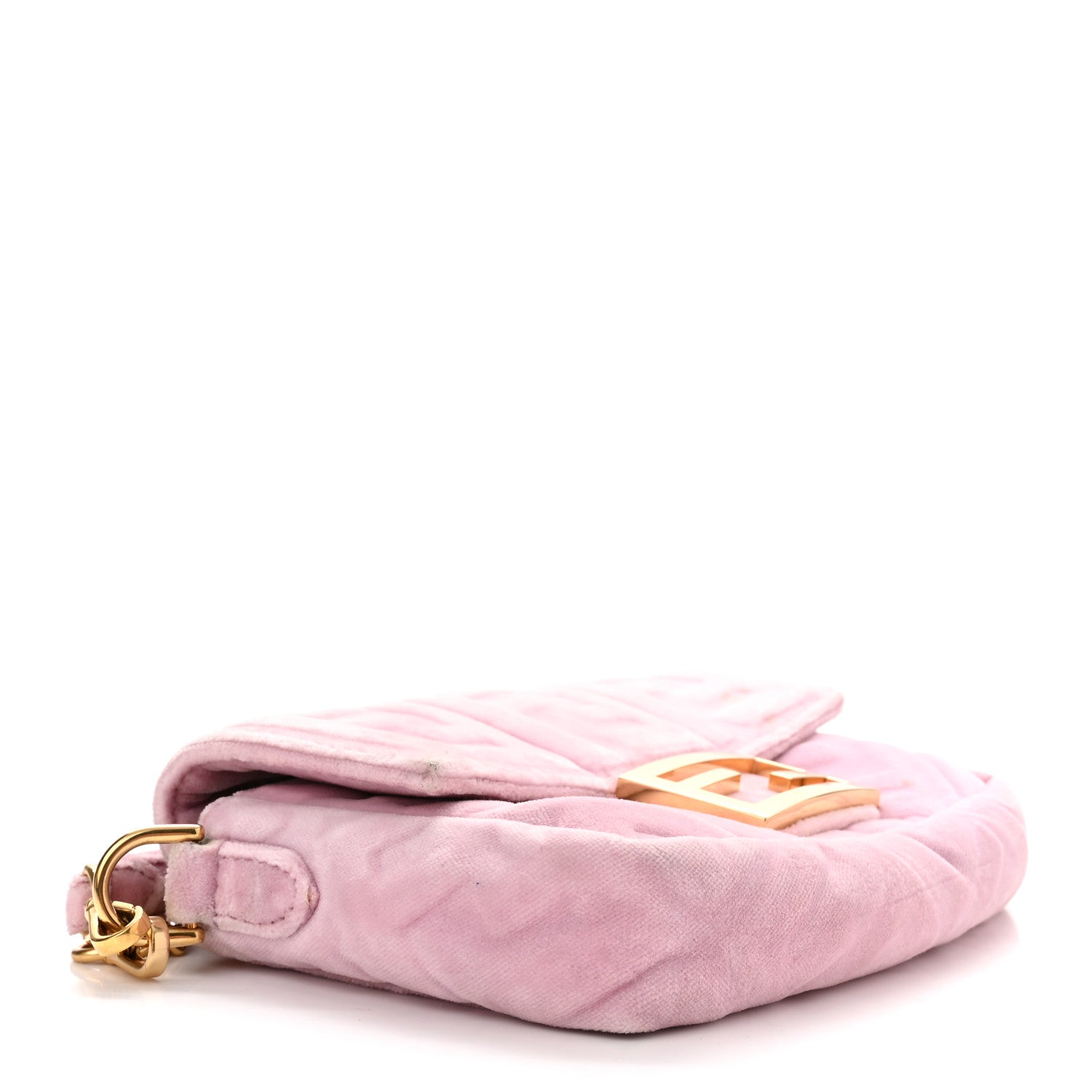 Fendi Velvet FF Embossed Mini Baguette Rosa Confetti 4 of 11