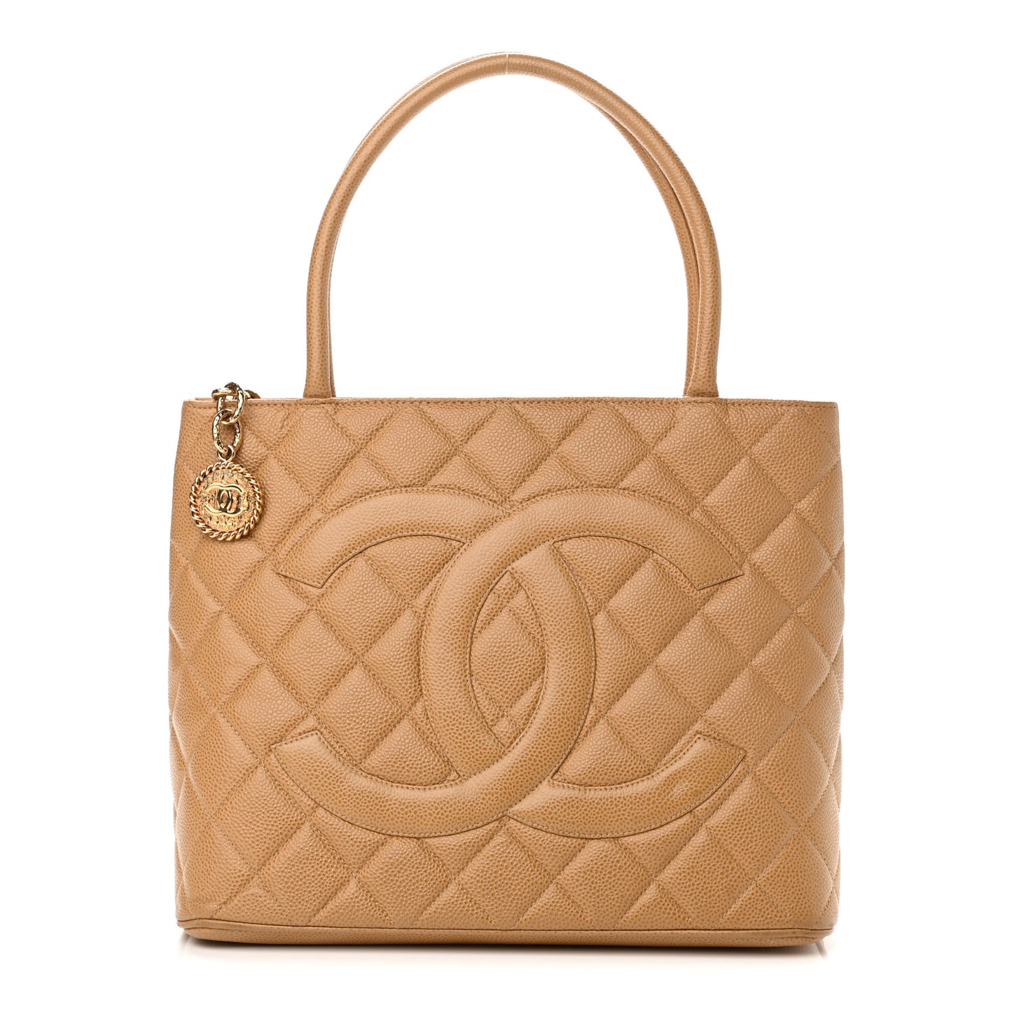 Caviar Medallion CC Tote Dark Beige