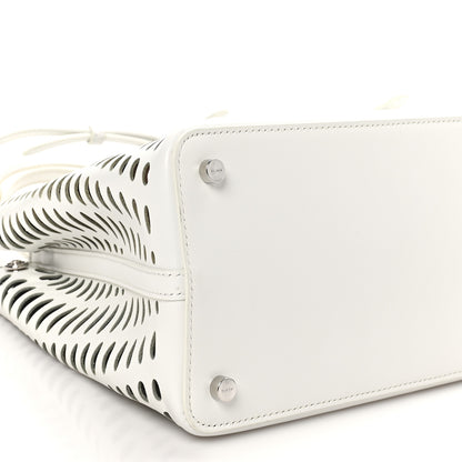 Alaia Calfskin Laser Cut Mina 25 Bag White 9 of 10