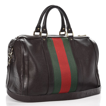 Gucci Calfskin Vintage Web Medium Boston Dark Brown 3 of 18