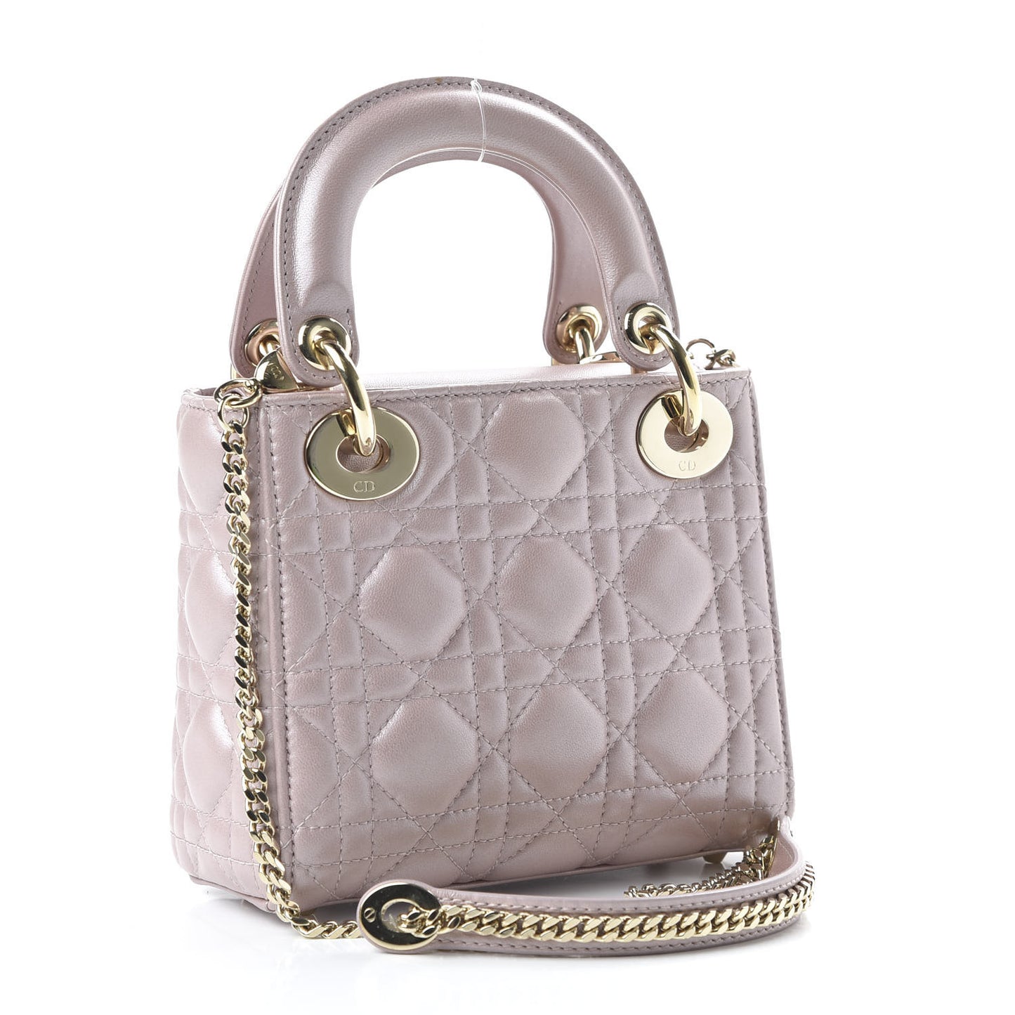 Metallic Lambskin Cannage Mini Lady Dior Lotus