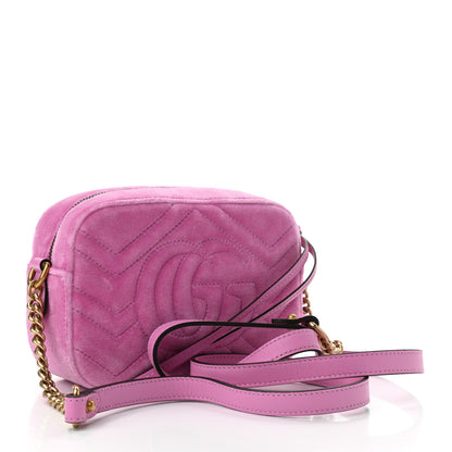 Gucci Velvet Matelasse Marquise Crystals Mini GG Marmont Chain Shoulder Bag Malva 3 of 11