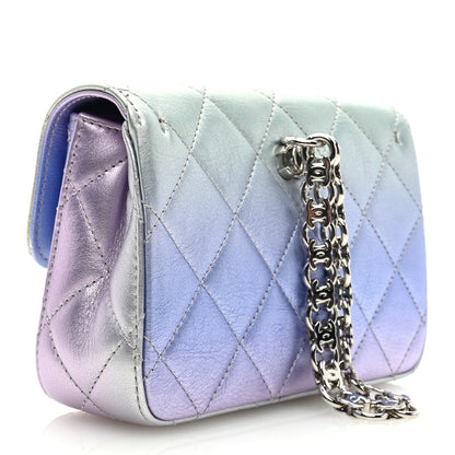 Chanel Gradient Metallic Calfskin Quilted Clutch Silver Blue Yellow Purple 3 of 10