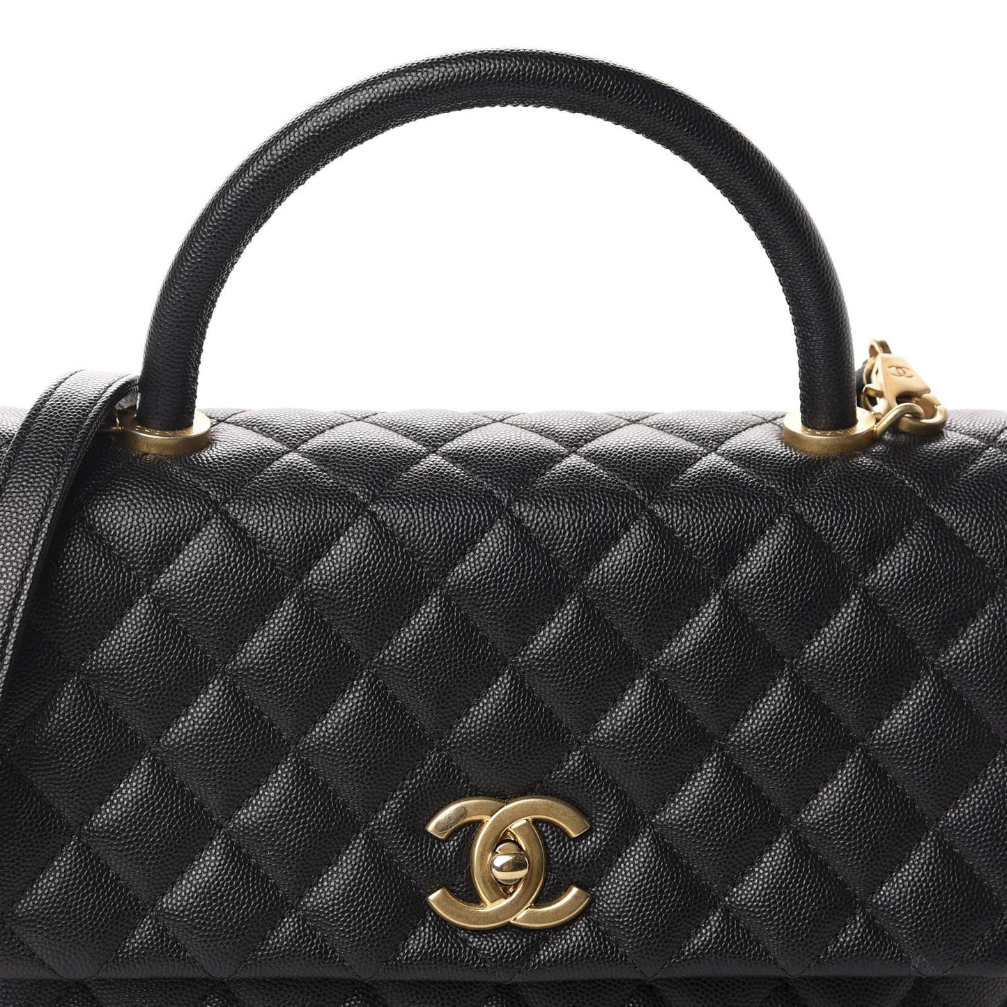 Caviar Quilted Small Coco Handle Flap Black