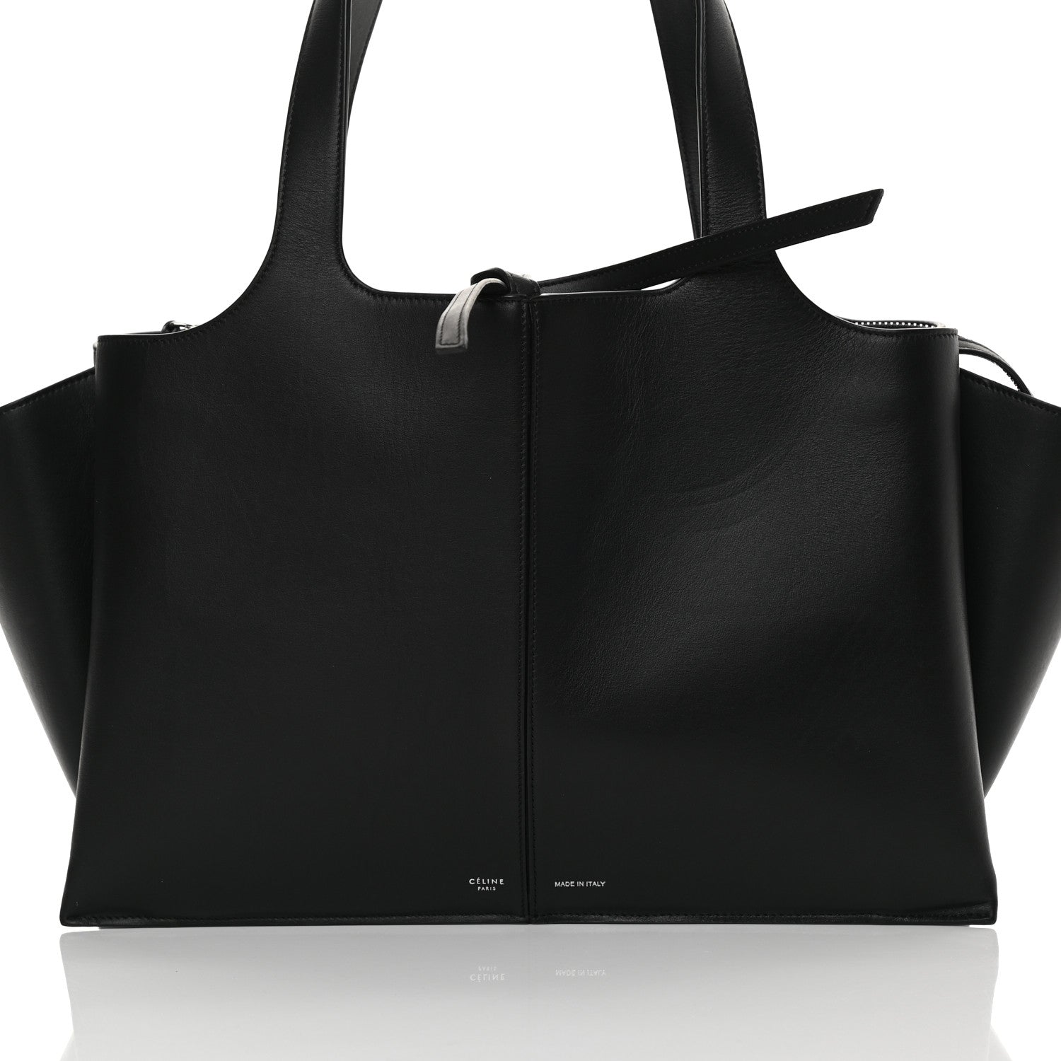 Celine Supple Natural Calfskin Medium Tri-Fold Bag Black 7 of 10