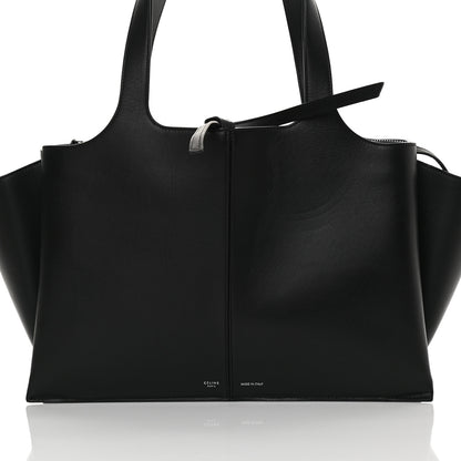 Celine Supple Natural Calfskin Medium Tri-Fold Bag Black 7 of 10