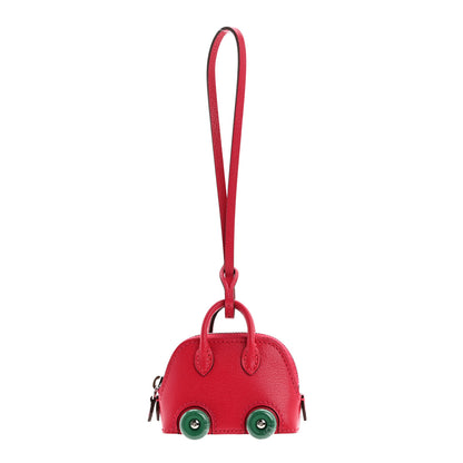 Hermes Chevre Chamkila Bolide On Wheels Bag Charm Rose Extreme Vert Vertigo 1 of 5