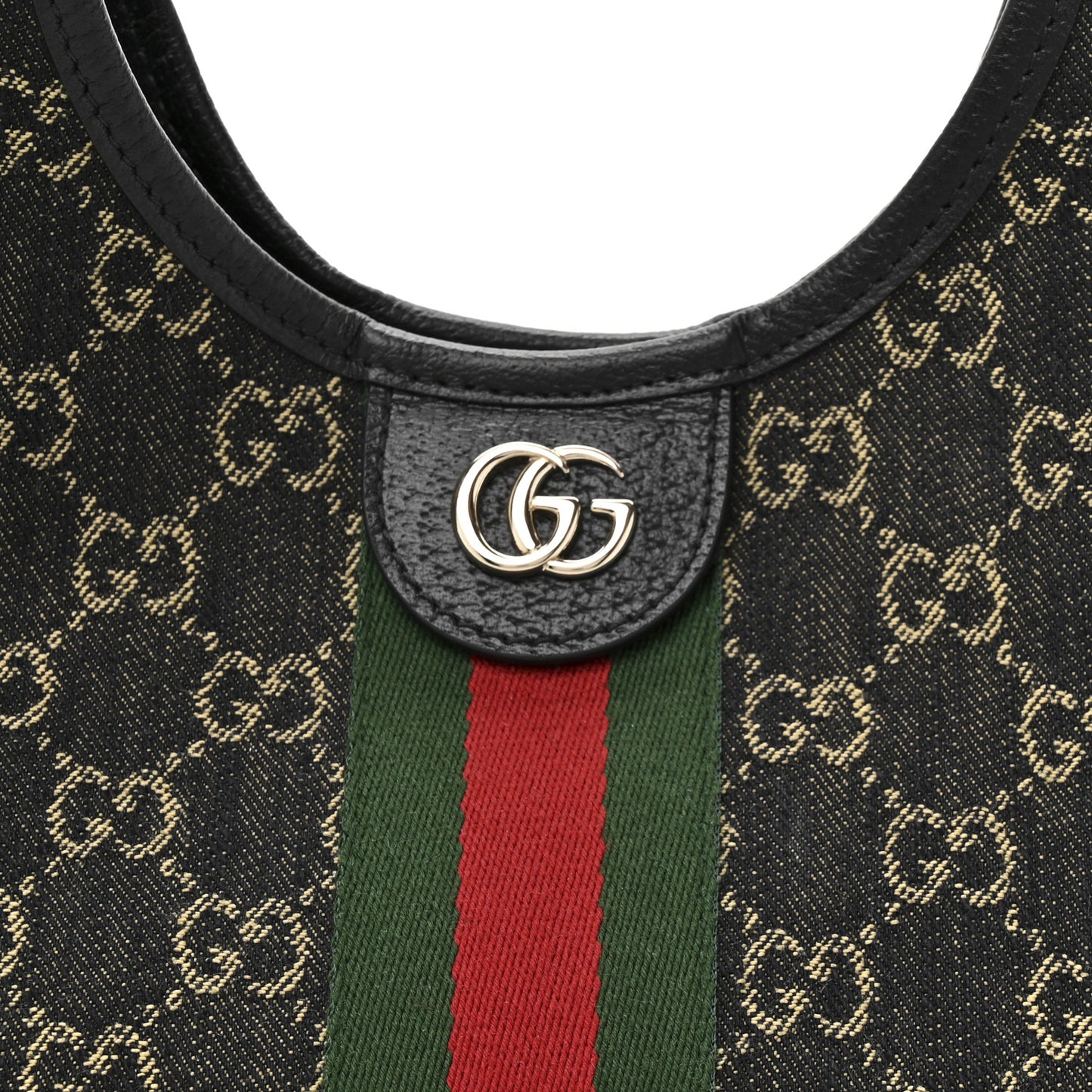 Denim GG Monogram Web Small Giglio Tote Black Ivory