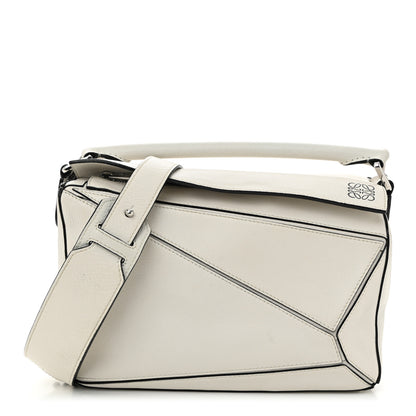 Loewe Grained Calfskin Small Puzzle Bag White 1 of 12