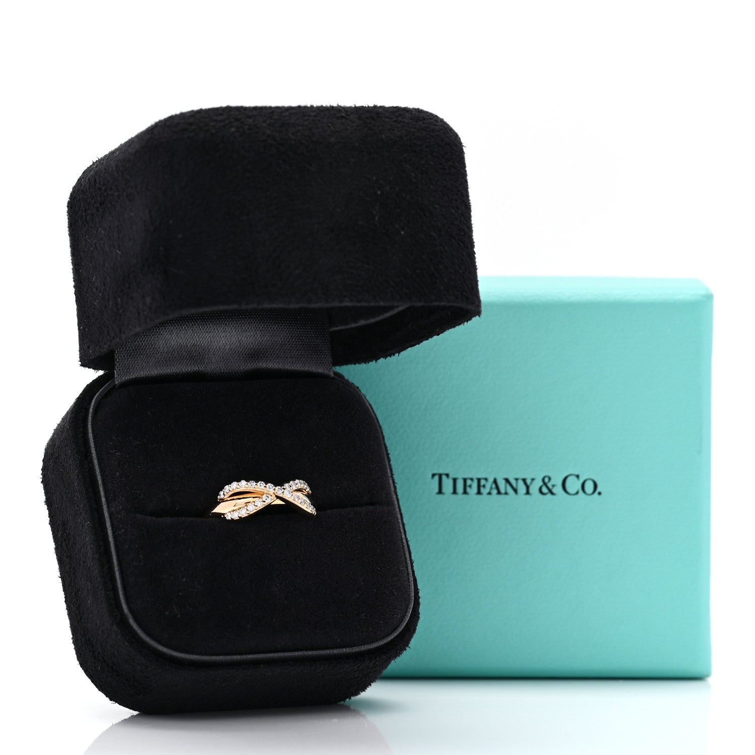 Tiffany 18K Yellow Gold Diamond Infinity Ring 52 6 1862088