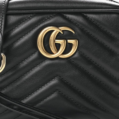 Gucci Calfskin Matelasse Mini GG Marmont Chain Shoulder Bag Black 9 of 10