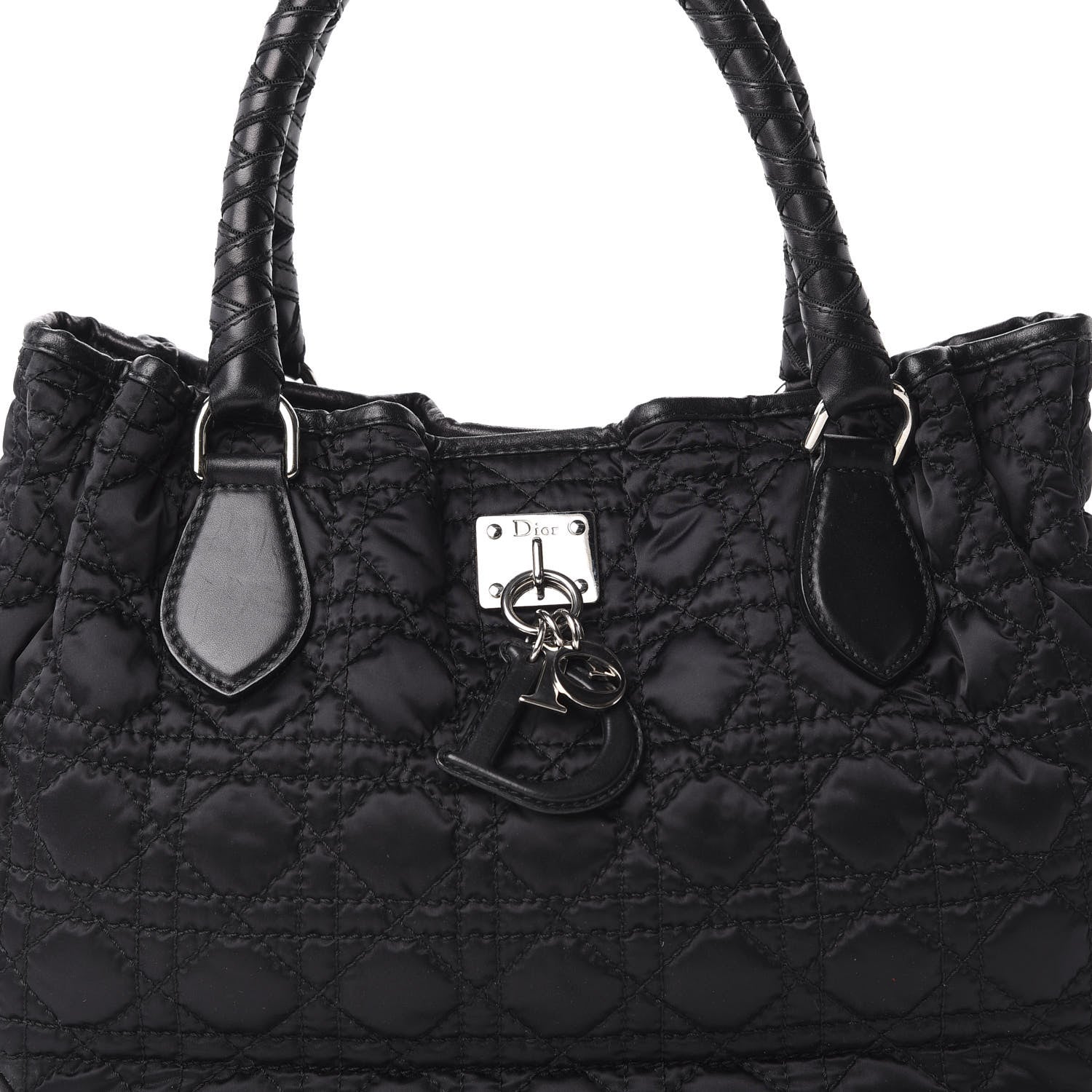 Christian Dior Nylon Cannage Shopper Tote Black 10 of 10