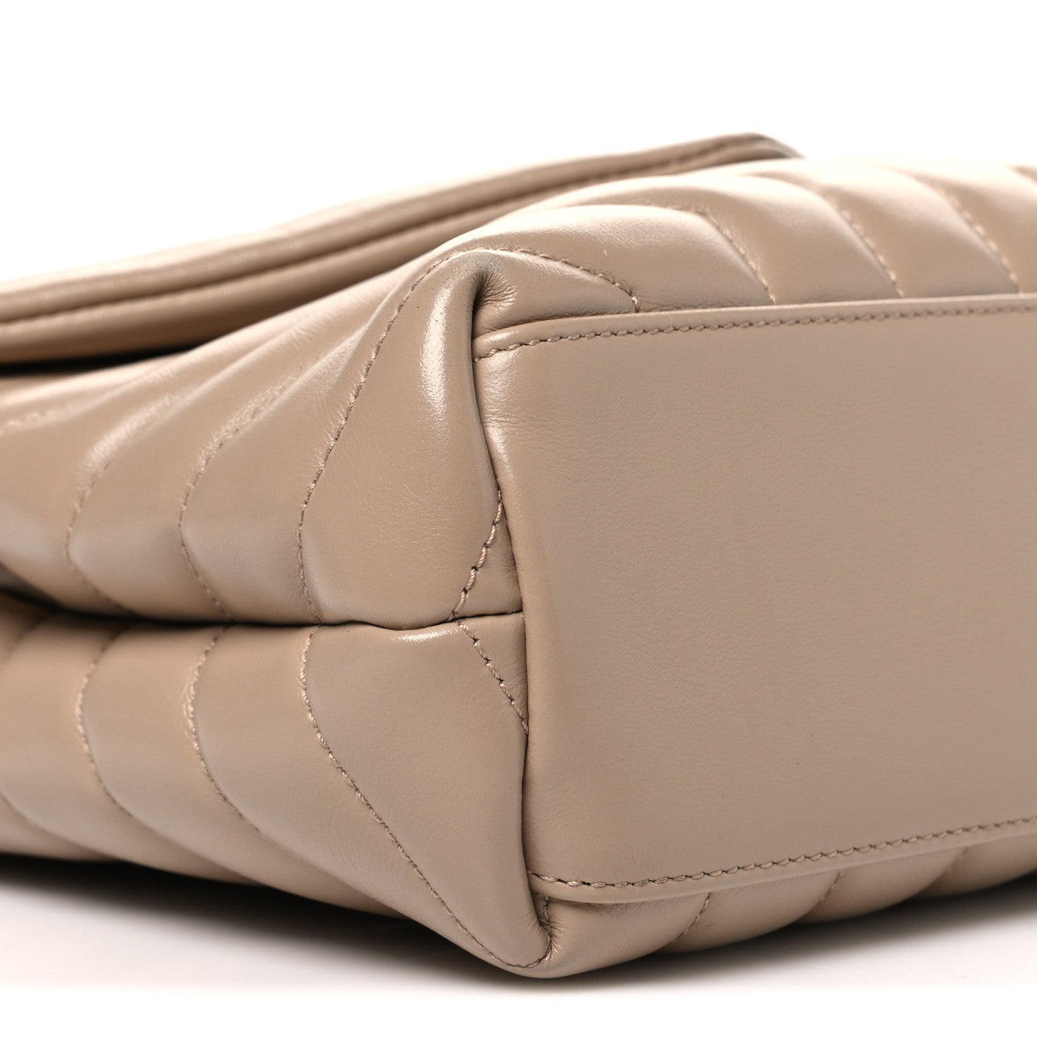 Saint Laurent Calfskin Y Quilted Monogram Small Loulou Chain Satchel Dark Beige 9 of 10