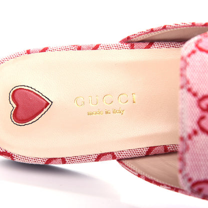 Gucci Canvas GG Monogram Horsebit Womens Princetown Slippers 40 Gardenia Hibiscus Red 8 of 11