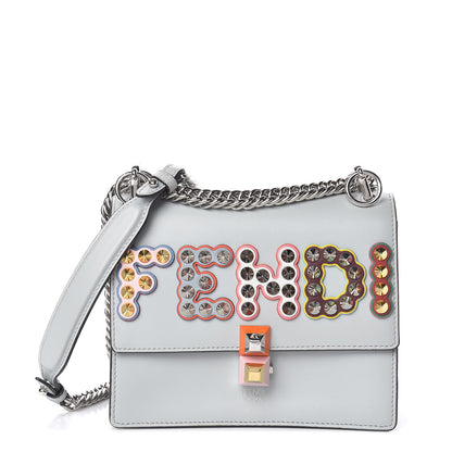 Fendi Vitello Liberty Fun Fair Metal Studded Small Kan I Shoulder Bag Grigio Perla Multicolor 1 of 11