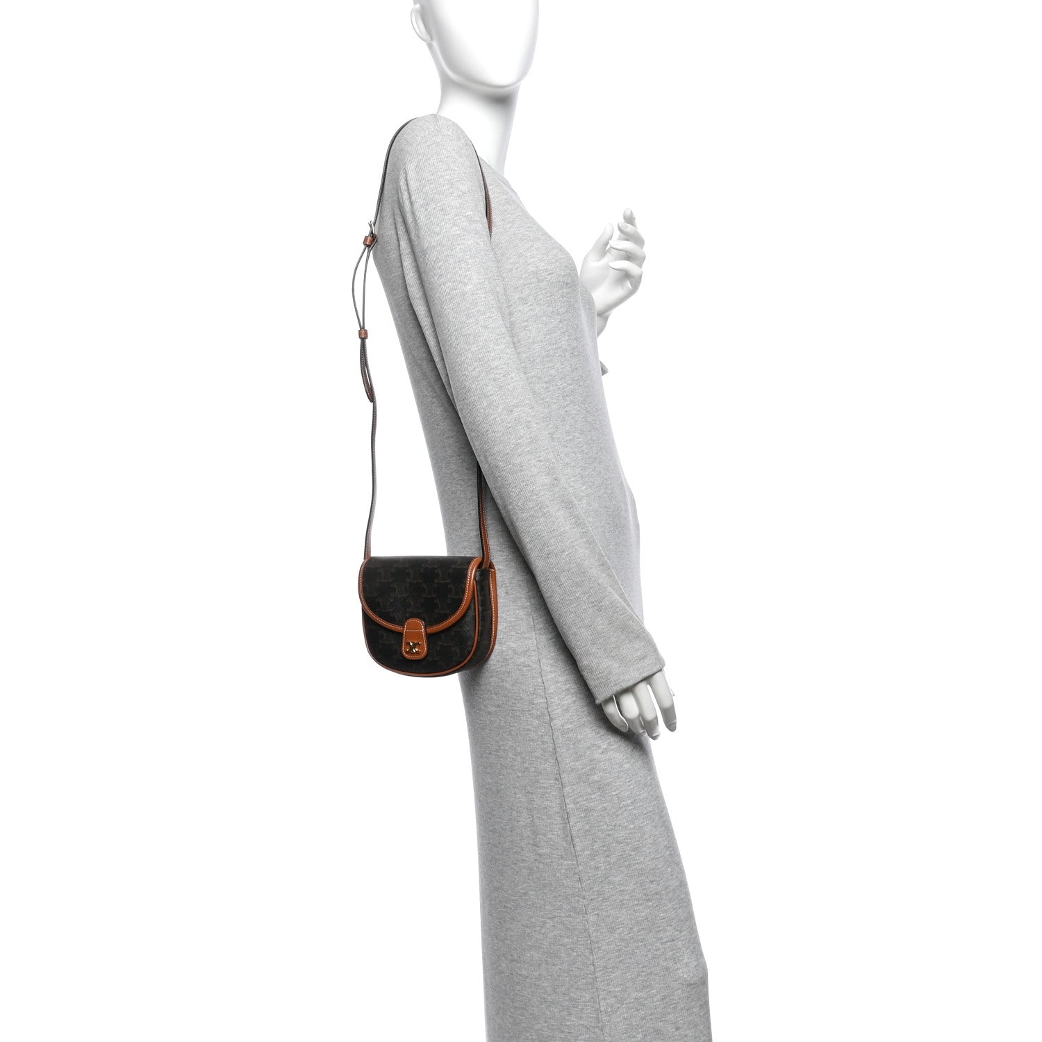 Celine Canvas Calfskin Triomphe Mini Besace Tan 2 of 10