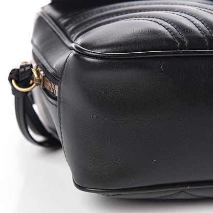 Gucci Calfskin Matelasse Sylvie Web Small GG Marmont Top Handle Shoulder Bag Black 8 of 9