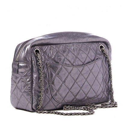 Chanel Metallic Aged Calfskin Quilted Medium Reissue Camera Case Dark Silver 2 of 9