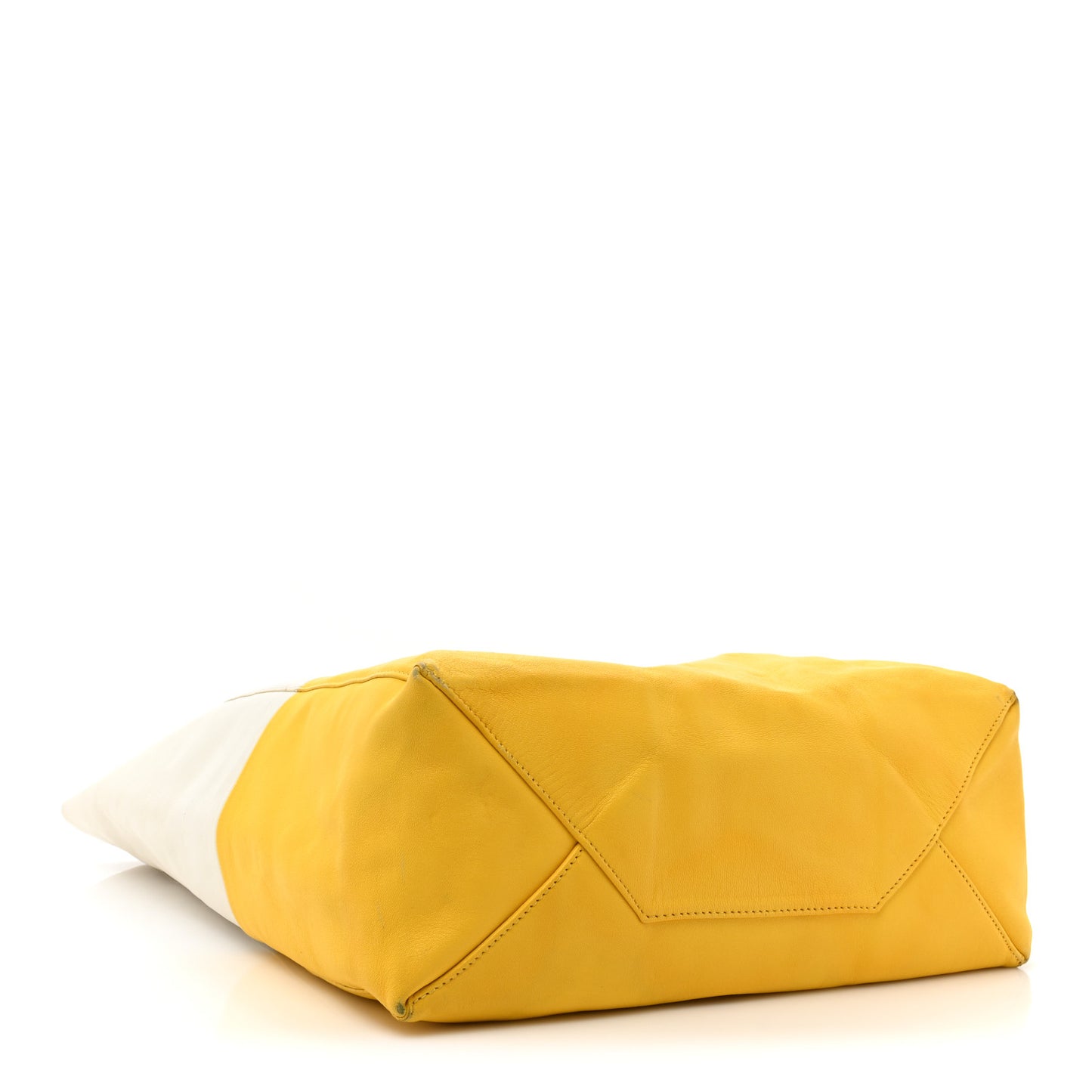 Lambskin Vertical Bi-Cabas White Sun Yellow