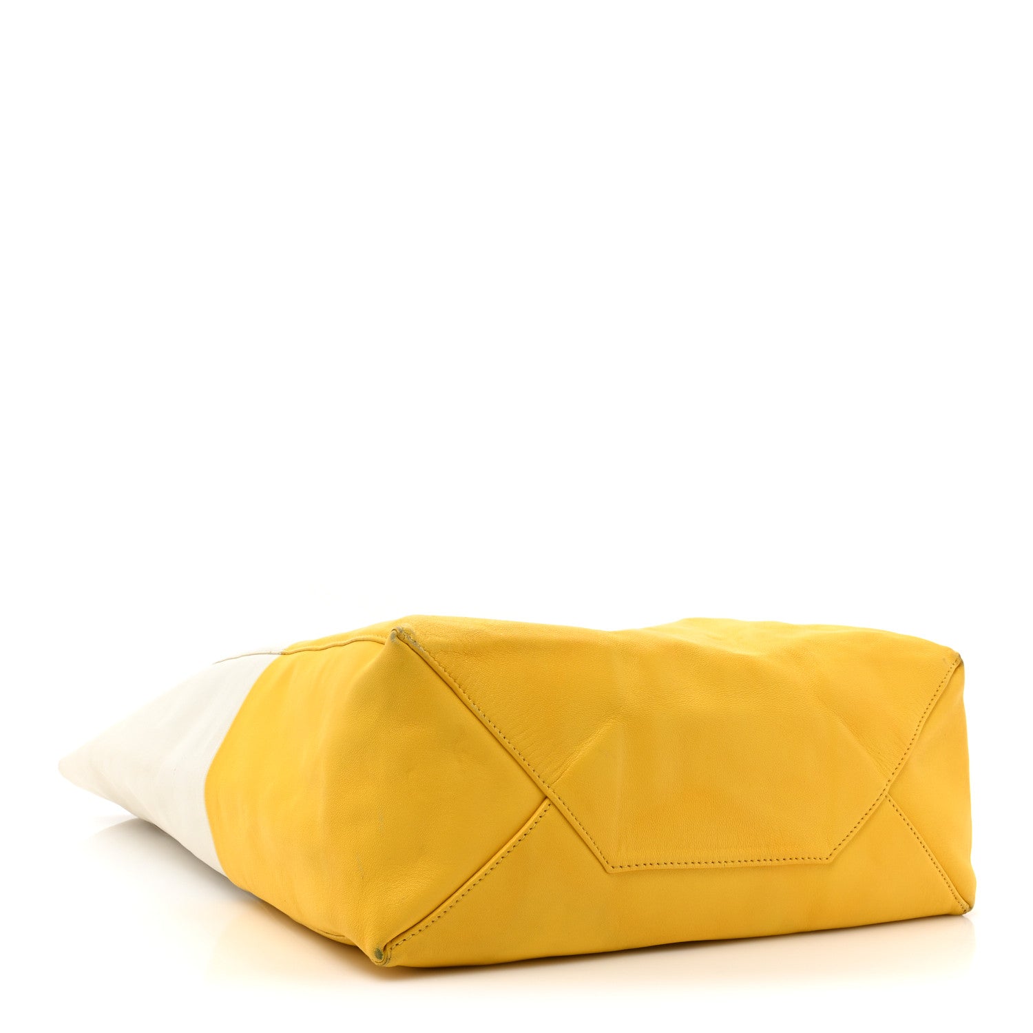 Celine Lambskin Vertical Bi-Cabas White Sun Yellow 3 of 16