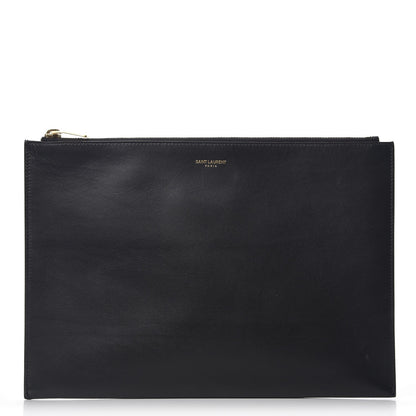 Saint Laurent Calfskin Zipped Clutch Black 1 of 18