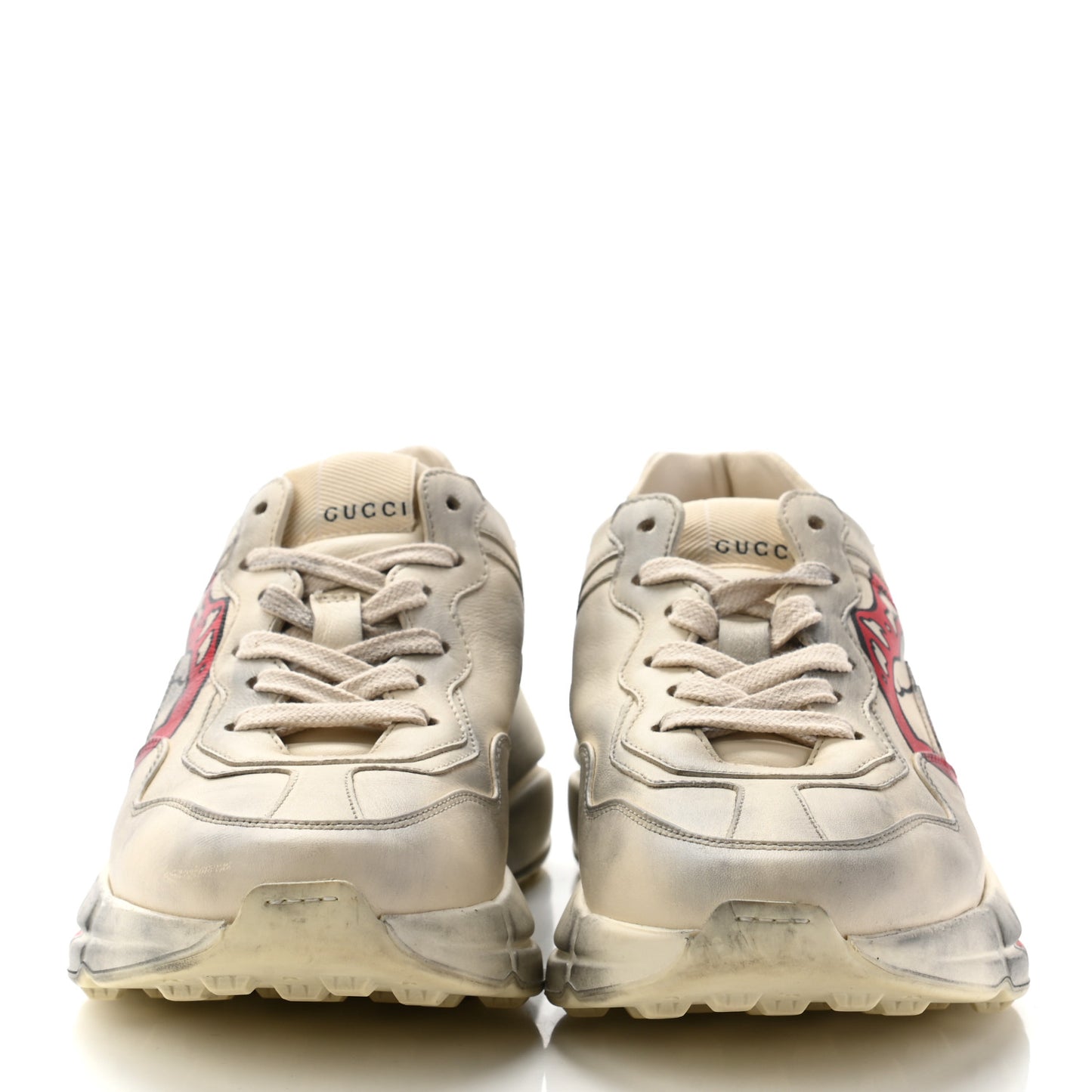 Calfskin Mouth Print Womens Rhyton Sneakers 36 Ivory