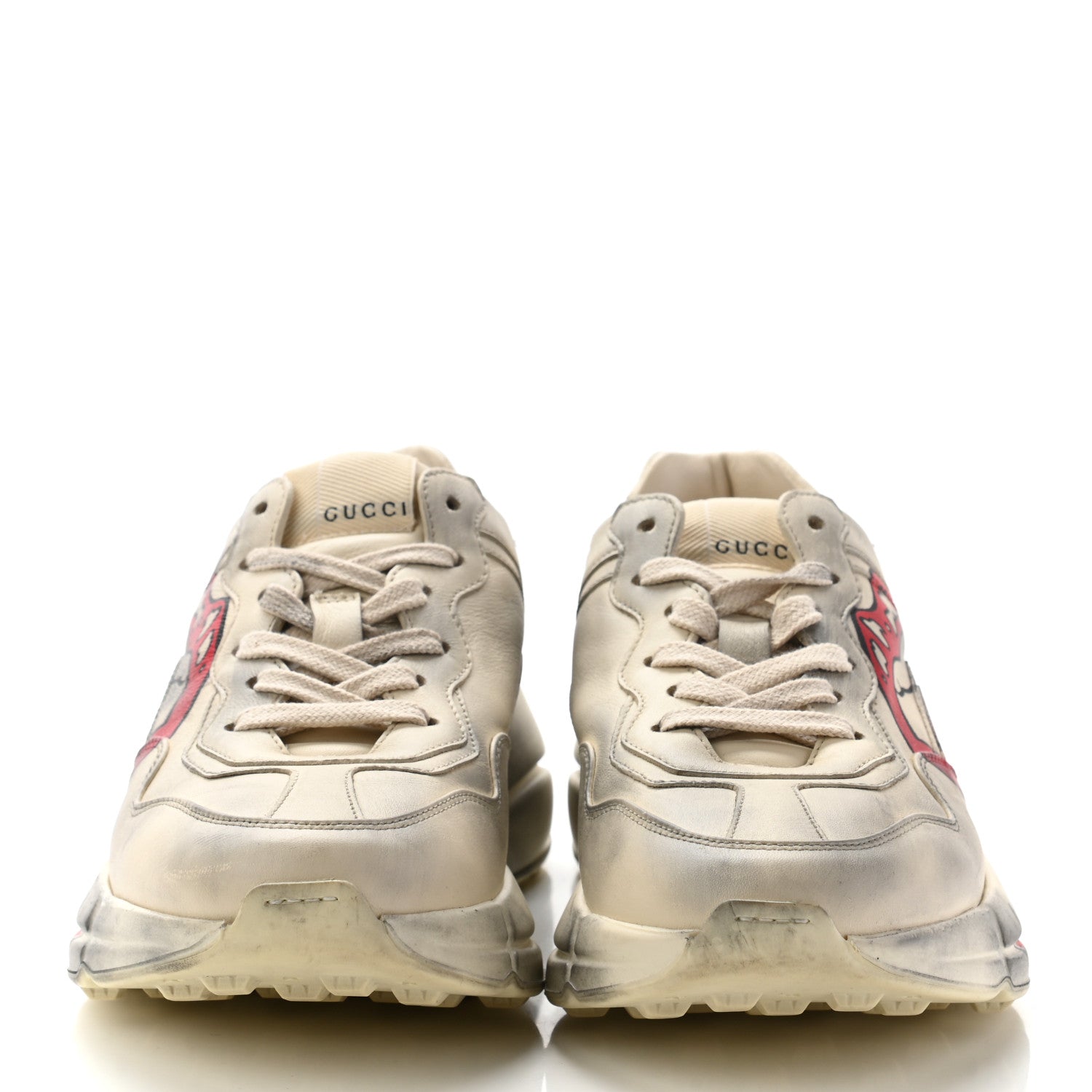Gucci Calfskin Mouth Print Womens Rhyton Sneakers 36 Ivory 2 of 8