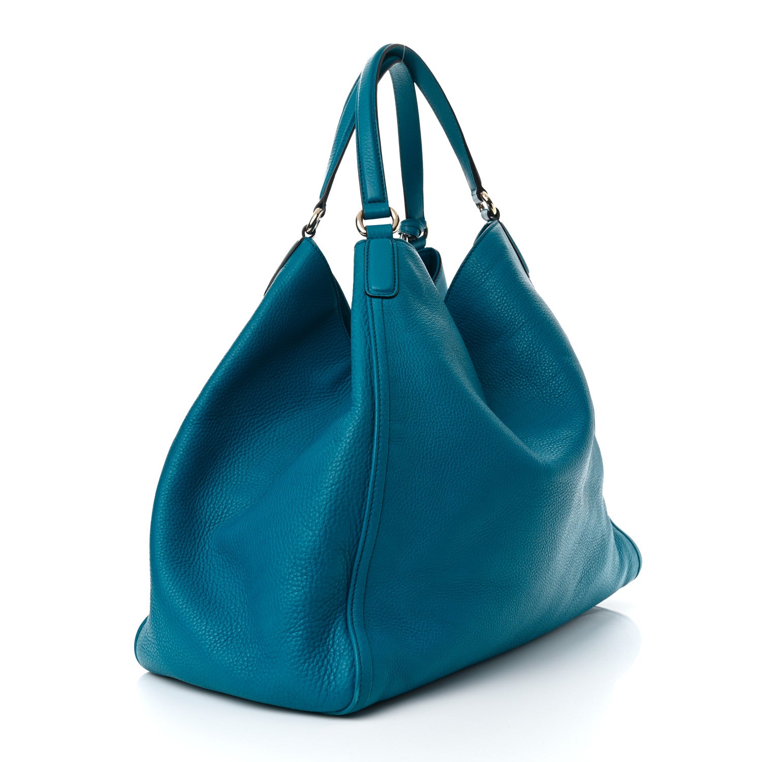 Gucci Pebbled Calfskin Large Soho Shoulder Bag Riviera Blue 2 of 9