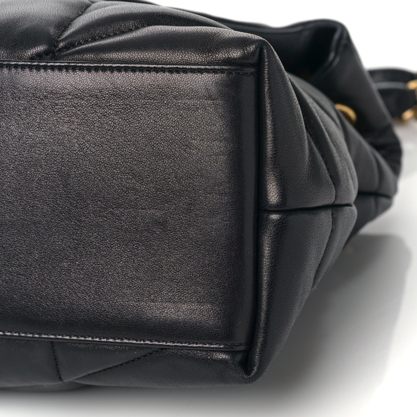 Lambskin Quilted Medium Loulou Puffer Monogram Chain Satchel Black