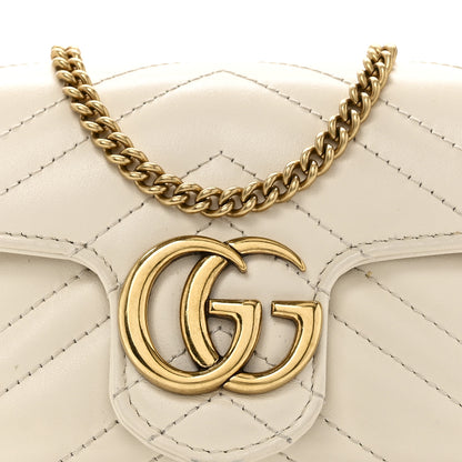 Gucci Calfskin Matelasse Super Mini GG Marmont Shoulder Bag White 8 of 10