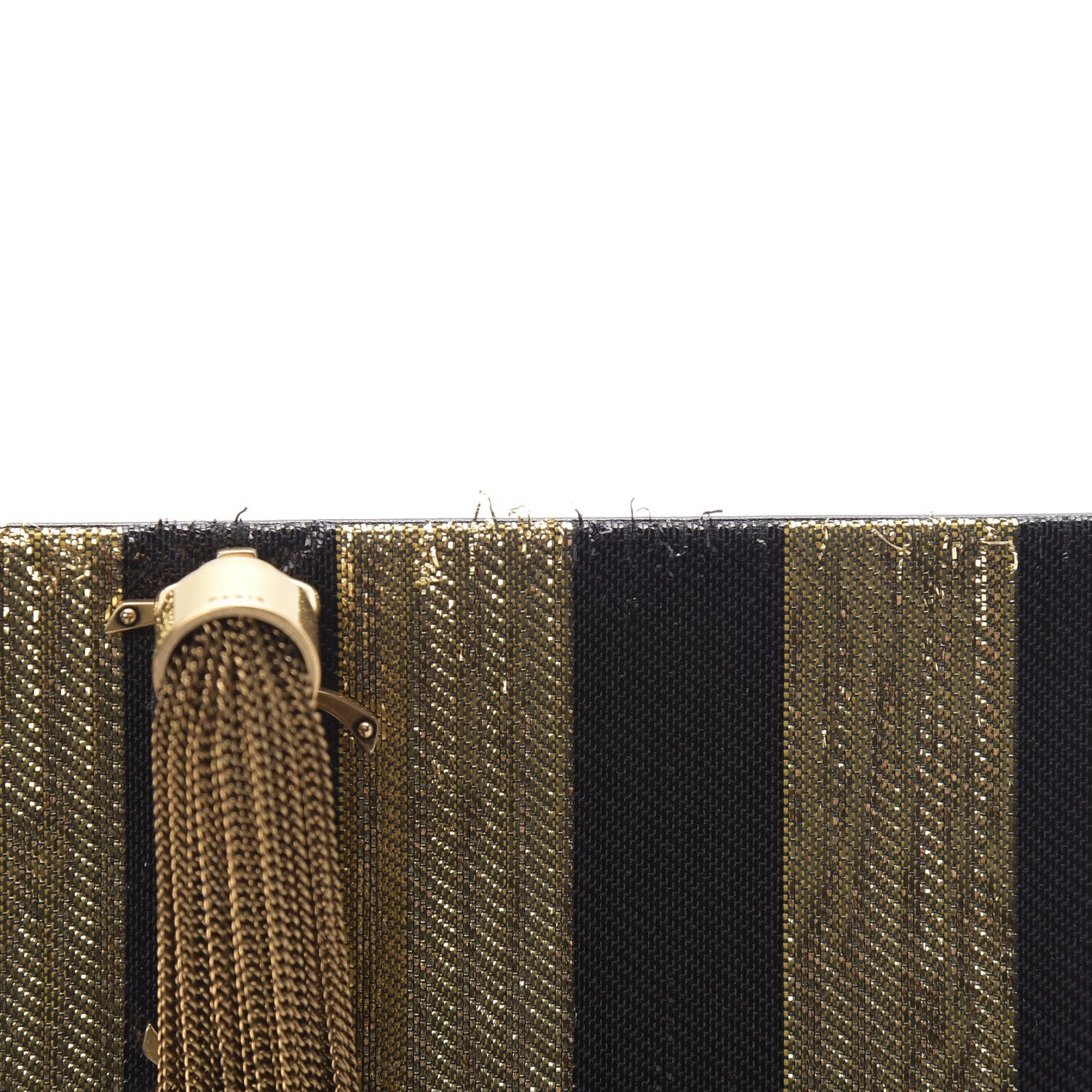 Saint Laurent Sequin Striped Classic Monogram Kate Tassel Chain Wallet Black Gold 11 of 13