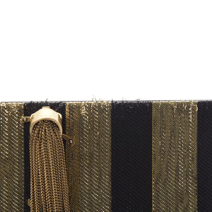 Saint Laurent Sequin Striped Classic Monogram Kate Tassel Chain Wallet Black Gold 11 of 13